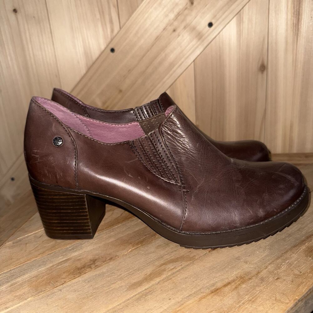 Dansko Notting Hill Maroon Leather Block Heel Ankle Bootie Loafer Sz 42 11